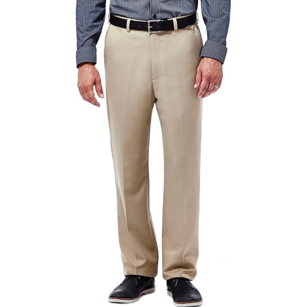 Haggar Cool 18 Classic Fit Flat Front Hidden Waistband Size 42X32 B-411